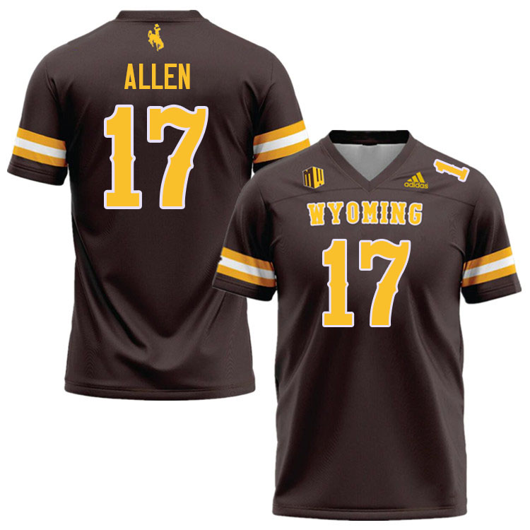 Wyoming Cowboys #17 Josh Allen College Football Jerseys,Uniforms-Brown